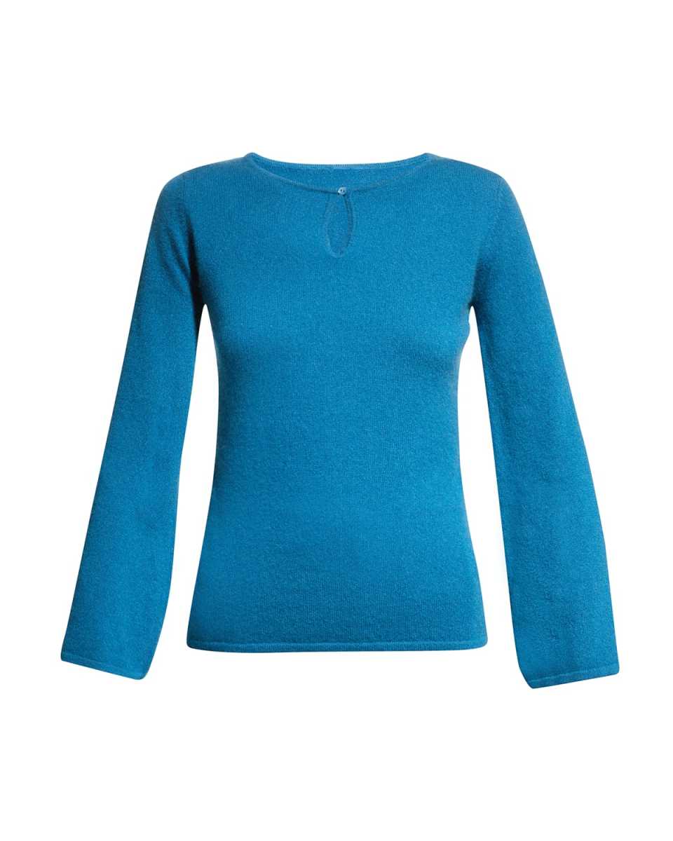 Crewneck Keyhole Cashmere Sweat